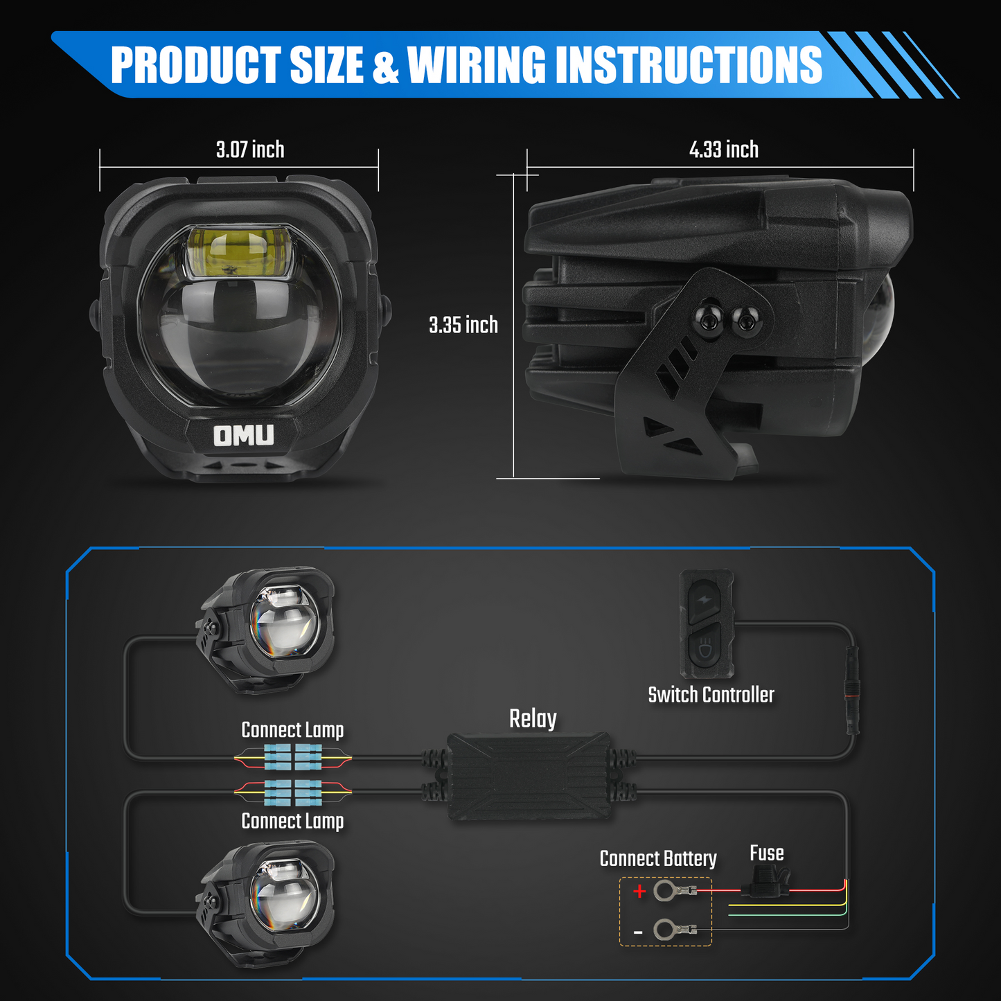 Innantiauto LED A-Pillar Spotlight Driving Lights for Trucks, ATV & Motorcycle