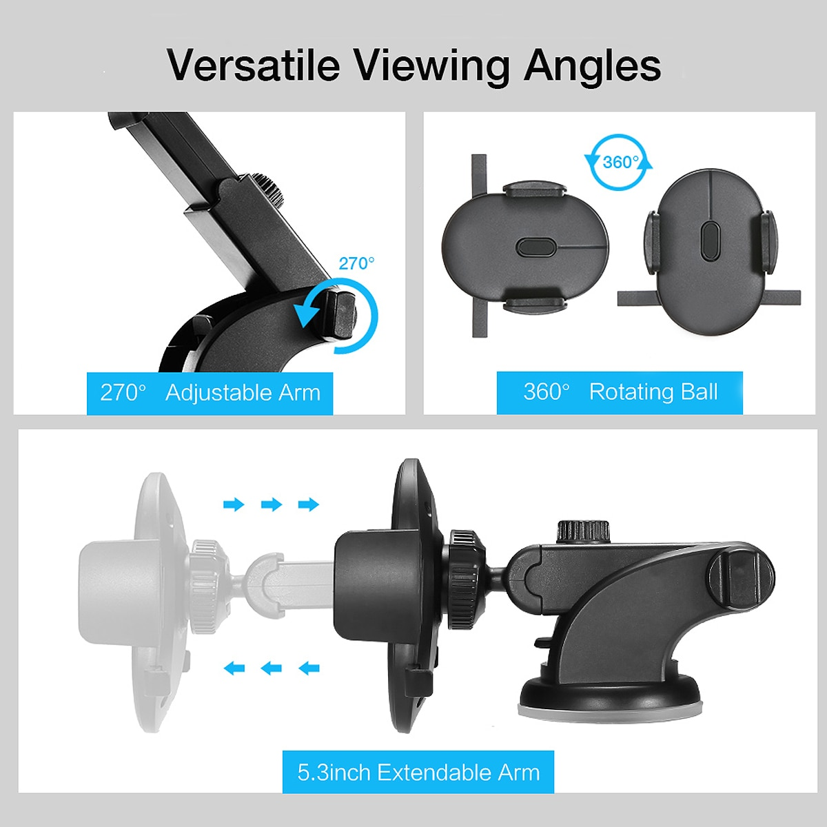 Innantiauto Telescopic Car Phone Holder Mount with Dashboard Suction Cup